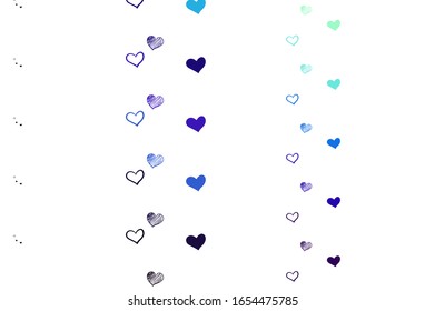 Light BLUE vector texture with lovely hearts. Shining illustration with hearts on abstract template. Pattern for valentine's ad, booklets.
