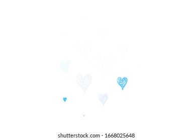 Light BLUE vector texture with lovely hearts. Smart illustration with gradient hearts in valentine style. Pattern for carnival, festival romantic leaflets.