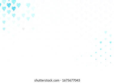 Textura vectorial AZUL claro con corazones encantadores. Ilustración con formas de corazones degradados sobre fondo borroso. Diseño para celebrar San Valentín.
