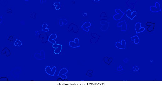 Light BLUE vector texture with lovely hearts. Decorative shining illustration with hearts on abstract template. Pattern for valentine's ad, booklets.