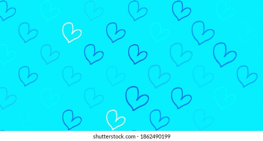 Light BLUE vector texture with lovely hearts. Colorful illustration with gradient feminism shapes. Best design to show the power of women.
