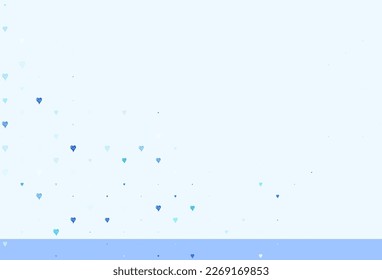 Light BLUE vector texture with lovely hearts. Beautiful celebration style hearts on abstract illustration. Pattern for carnival, festival romantic leaflets.