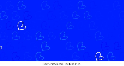 Textura vectorial AZUL ligera con corazones adorables. Ilustración colorida con formas de feminismo degradado. Diseño sencillo para su sitio web.