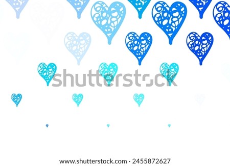 Light BLUE vector texture with lovely hearts. Beautiful abstract hearts on colorful gradient background. Pattern for marriage gifts, congratulations.