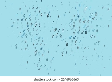 Light blue vector texture with male, female icons. Modern abstract illustration with gradient male, female signs. Base design for dating websites.