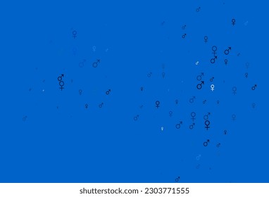 Textura vectorial azul claro con iconos masculinos y femeninos. Diseño de gradiente simple en estilo abstracto con formas de género. Diseño inteligente para aplicaciones de citas.