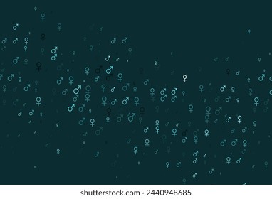 Textura vectorial azul claro con iconos masculinos, femeninos. Ilustración abstracta con símbolos de género de degradado colorido. Plantilla para revistas de moda.