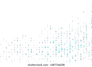 Light BLUE vector texture with mathematic symbols. Blurred design in simple style with collection of numerals. Pattern for ads, booklets, leaflets of education.