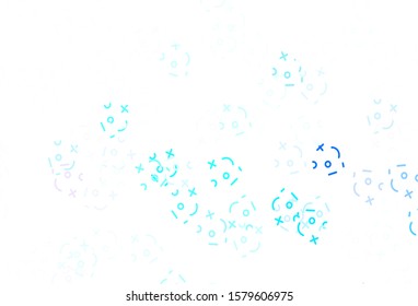 Light BLUE vector texture with mathematic symbols. Colored mathematic signs with gradient on white background. Best design a poster, banner of a math college.
