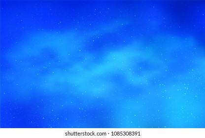 Light BLUE vector texture with milky way stars. Shining colored illustration with bright astronomical stars. Pattern for futuristic ad, booklets.