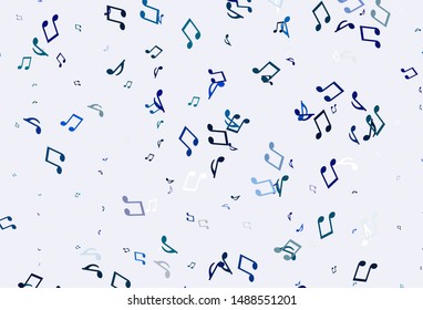 Light BLUE vector texture with musical notes. Isolated colorful music keys on abstract background. Pattern for school ad, booklets.