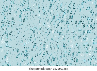 Light BLUE vector texture with musical notes. Isolated colorful music keys on abstract background. Pattern for school ad, booklets.