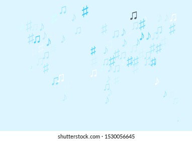 Light BLUE vector texture with musical notes. Modern abstract illustration with melody keys. Pattern for festival leaflets.