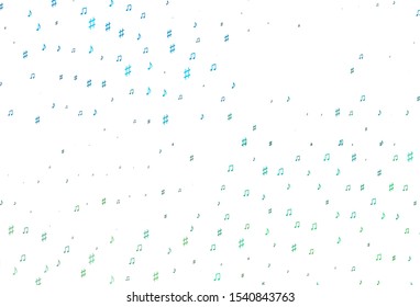 Light BLUE vector texture with musical notes. Isolated colorful music keys on abstract background. Template for fasion magazines.