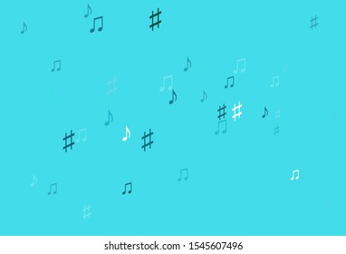 Light BLUE vector texture with musical notes. Decorative design in abstract style with music shapes. Template for fasion magazines.