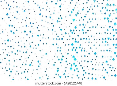 Light BLUE vector texture with playing cards. Colored illustration with hearts, spades, clubs, diamonds. Template for business cards of casinos.