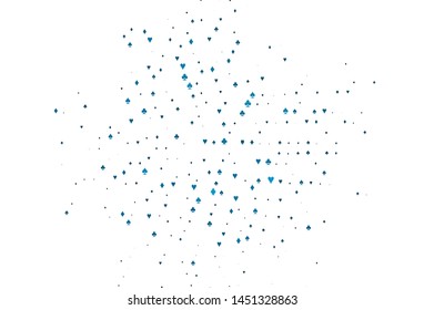Light BLUE vector texture with playing cards. Shining illustration with hearts, spades, clubs, diamonds. Pattern for ads of parties, events in Vegas.