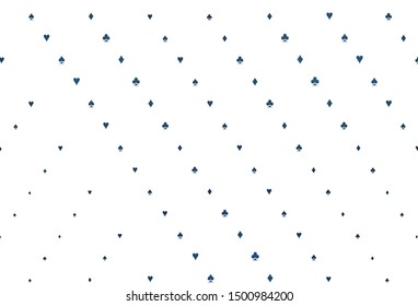 Light BLUE vector texture with playing cards. Colorful gradient with signs of hearts, spades, clubs, diamonds. Design for ad, poster, banner of gambling websites.