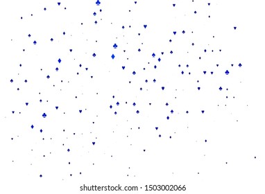 Light BLUE vector texture with playing cards. Colored illustration with hearts, spades, clubs, diamonds. Pattern for booklets, leaflets of gambling houses.