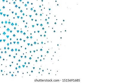 Light BLUE vector texture with playing cards. Glitter abstract sketch with isolated symbols of playing cards. Template for business cards of casinos.
