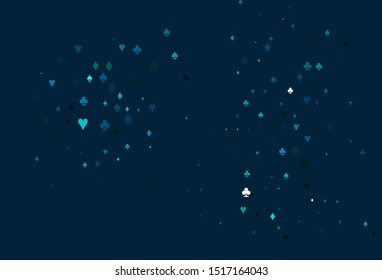 Light BLUE vector texture with playing cards. Glitter abstract sketch with isolated symbols of playing cards. Pattern for booklets, leaflets of gambling houses.