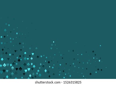 Light BLUE vector texture with playing cards. Blurred decorative design of hearts, spades, clubs, diamonds. Smart design for your business advert of casinos.