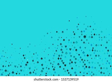 Light BLUE vector texture with playing cards. Glitter abstract sketch with isolated symbols of playing cards. Smart design for your business advert of casinos.