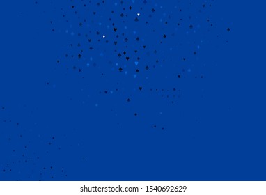 Light BLUE vector texture with playing cards. Illustration with set of hearts, spades, clubs, diamonds. Pattern for booklets, leaflets of gambling houses.