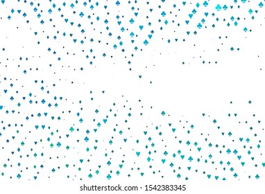 Light BLUE vector texture with playing cards. Blurred decorative design of hearts, spades, clubs, diamonds. Pattern for ads of parties, events in Vegas.