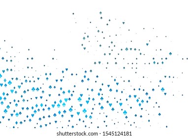 Light BLUE vector texture with playing cards. Illustration with set of hearts, spades, clubs, diamonds. Smart design for your business advert of casinos.