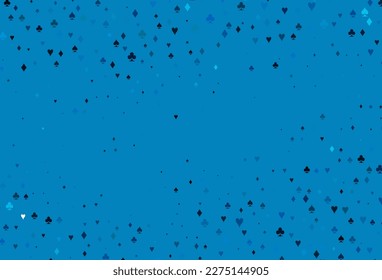 Light BLUE vector texture with playing cards. Glitter abstract sketch with isolated symbols of playing cards. Pattern for leaflets of poker games, events.