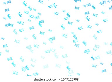 Light BLUE vector texture with selling prices 30, 50, 90 %. Colorful set of  percentage signs in simple style. Pattern for ads, posters, banners of sales.