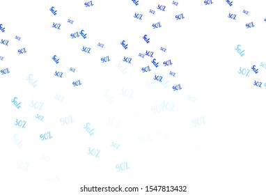 Light BLUE vector texture with selling prices 30, 50, 90 %. Colored words of sales with gradient on white background. Pattern for ads, posters, banners of sales.