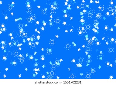 Light BLUE vector texture with small stars, suns. Blurred decorative design in simple style with stars, suns. Pattern for astrology websites.