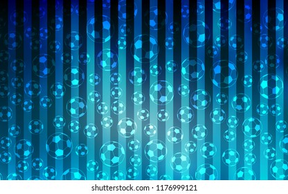 Light BLUE vector texture with soccer balls. Illustration with set of soccer balls on gradiental backdrop. Pattern for ads of football championship.