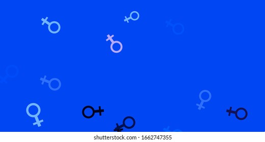 Light BLUE vector texture with women's rights symbols. Simple design in abstract style with women’s rights activism. Elegant design for wallpapers.