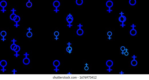 Light BLUE vector texture with women's rights symbols. Abstract illustration with a depiction of women's power. Simple design for your web site.