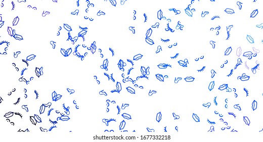 Light BLUE vector texture with women's rights symbols. Illustration with signs of women's strength and power. Simple design for your web site.