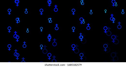 Light BLUE vector texture with women's rights symbols. Abstract illustration with a depiction of women's power. Design for International Women’s Day.
