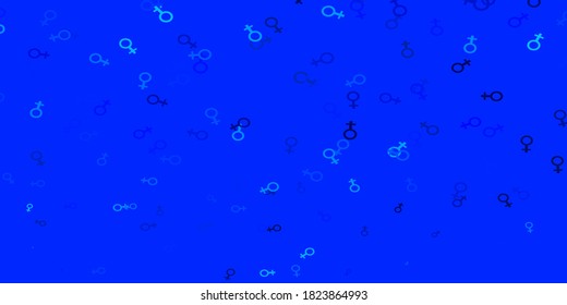 Light BLUE vector texture with women's rights symbols. Colorful illustration with gradient feminism shapes. Smart design for your apps.