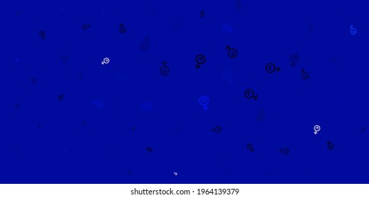 Light BLUE vector texture with women's rights symbols. Colorful feminism symbols with a gradient in modern style. Elegant design for wallpapers.