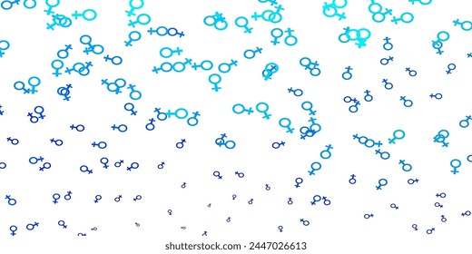 Light BLUE vector texture with women's rights symbols. Colorful feminism symbols with a gradient in modern style. New design for your web apps.