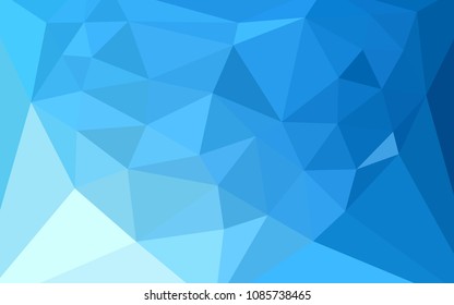 Light BLUE vector triangle mosaic texture with a heart in a centre. Colorful illustration with gradient. Triangular pattern for your design.