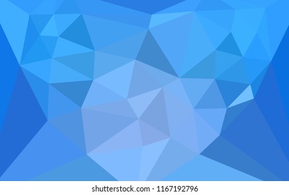 Light BLUE vector triangle mosaic cover with a heart in a centre. Illustration in abstract style with triangles. A new texture for your web site.