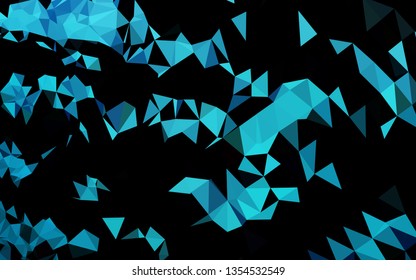 Light BLUE vector triangle mosaic template. Triangular geometric sample with gradient.  Elegant pattern for a brand book.