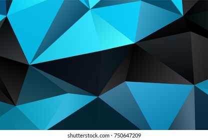 Light BLUE vector triangle mosaic pattern. Geometric illustration in Origami style with gradient.  The textured pattern can be used for background.