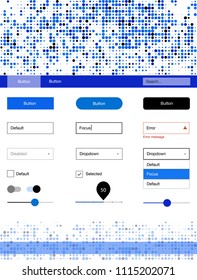 Light BLUE vector ui kit with dots. Web ui kit with abstract gradient circles in its header. This template you can use for landing pages.