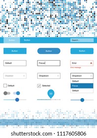 Light BLUE vector ui kit with dots. Colorful Style guide with circles on abstract background. This sample is for your website.