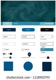 Light BLUE vector ui kit with clouds & stars. Colorful ui/ux kit with header consisted of clouds & stars. Modern template for your landing page.