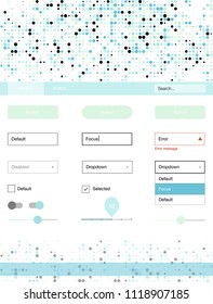 Light BLUE vector ui kit with dots. Colorful Style guide with circles on abstract background. This sample is for your landing page.